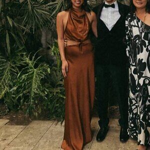 BRONZE CUTOUT MAXI DRESS